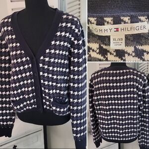 VTG Tommy Hilfiger Houndstooth Sweater Cardigan